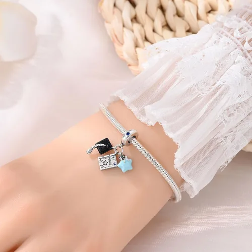 Miniatura 63 de Pandach Dijes colgantes de plata de ley 925 para pulseras y collares, dijes colgantes de Madonna con cuentas de girasol, joyería para mujer