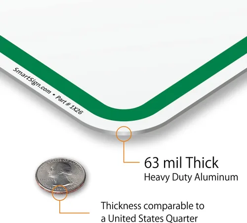 Miniatura 4 de SmartSign Letrero de metal con texto en blanco de 18 x 12 pulgadas, aluminio de 63 mil, material reflectante laminado de grado ingeniero 3M, verde