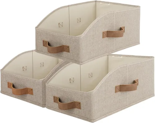 Miniatura 15 de StorageWorks - Contenedores de almacenamiento para armario, caja organizadora trapezoidal para estantes, contenedor de tela para ropa, cestas Marrón