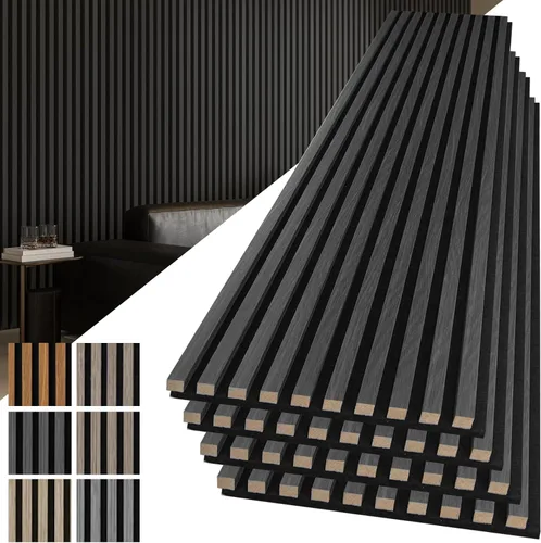 Miniatura 22 de Art3d Paquete de 2 paneles acústicos de madera de 108" x 12" para pared, paneles de listones de madera insonorizados para pared y techo, paneles
