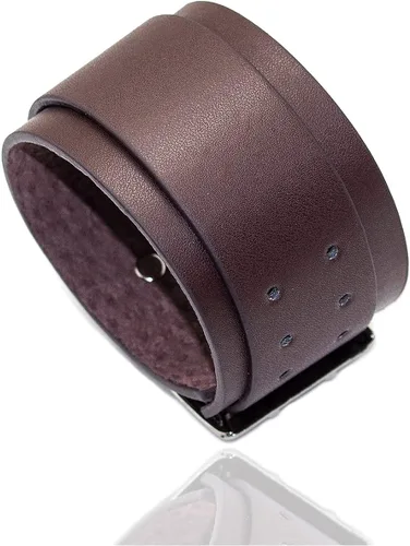 Miniatura 7 de Xusamss Pulsera de cuero ancha de la pulsera de la hebilla del cinturón de la aleación punk, 7"-8