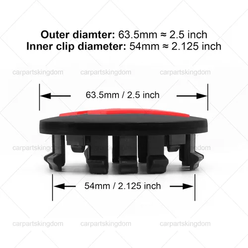 Miniatura 3 de 6CZ27DX8AA - Tapacubos de plástico para rueda de automóvil, 4 unidades, 2.480 in, 2.5 pulgadas, 6CZ27DX8AA (negro mate y rojo)