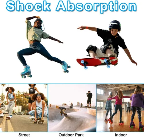 Miniatura 4 de Tanzfrosch Paquete de 8 Ruedas de Patines con Rodamientos Instalados Ruedas Cuádruples con Luz para Patinaje de Doble Fila y Monopatín 82A Azul