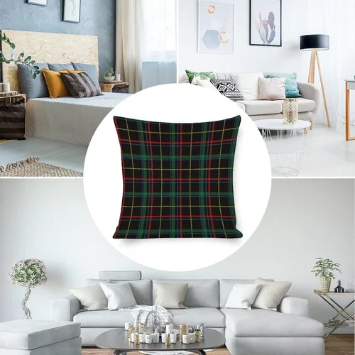 Miniatura 5 de Funda de almohada a cuadros de búfalo verde y negro, 16 x 16 pulgadas, patrón geométrico de cuadros, funda de almohada decorativa moderna para sofá