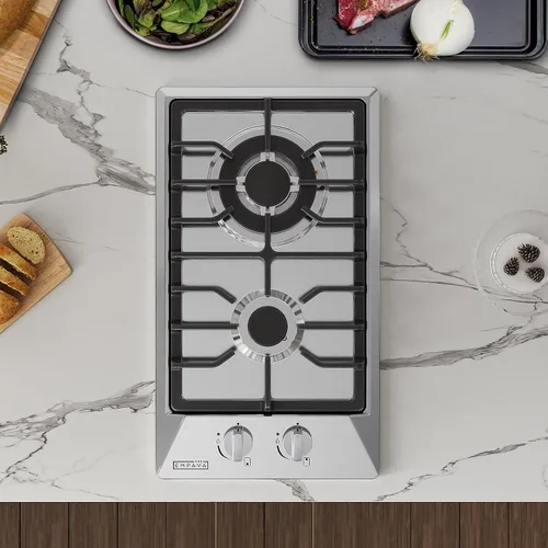 Miniatura 6 de Empava Placa de cocina de gas integrada de 12 pulgadas con 2 quemadores SABAF sellados, superficie de acero inoxidable, rejillas de hierro fundido