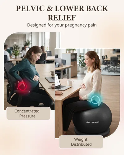 Miniatura 5 de Trideer Yoga Ball Chair with Base for Office Desk, Exercise & Stability Ball Seat, Pilates Ball for Core Training, Pregnancy Ball for Comfort, Back