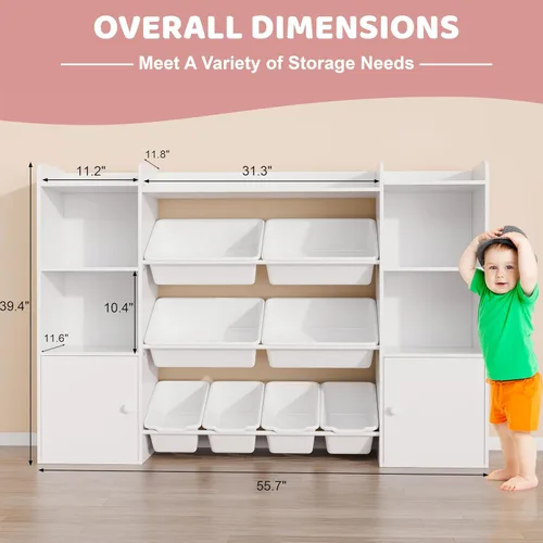 Miniatura 2 de Xilingol Organizador de almacenamiento de juguetes para niños con 8 contenedores de juguetes removibles, organizadores de juguetes de 4 niveles
