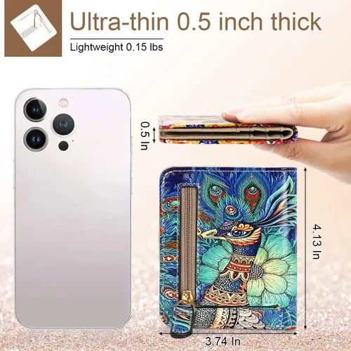 Miniatura 3 de APHISON Billetera para mujer, delgada y pequeña, cartera RFID para mujer, 09-0098, Moda