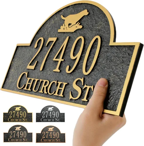 Miniatura 3 de Letrero de dirección montado en el césped, letrero de número de casa personalizado con 2 estacas de metal sólido, números de dirección para estilo 2