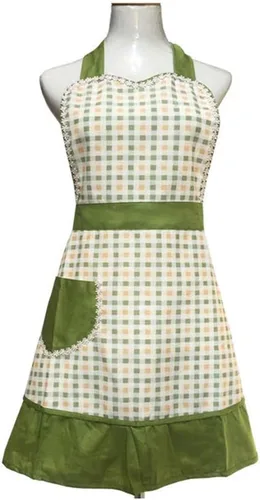 Love Potato Bonito delantal retro de diseño único para mujeres y niñas con bolsillo elegante para cocinar cocina, color verde