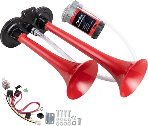 Miniatura 16 de FARBIN - Bocina de coche de 12 V, 150 dB, bocina de aire súper fuerte, bocinas de aire de doble trompeta de zinc cromado, bocina de camión con arnés