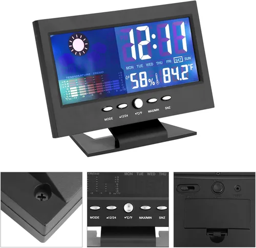 Miniatura 9 de Reloj digital, pantalla digital de temperatura y humedad con alarma, 12/24 horas conmutable para actividades y regalos