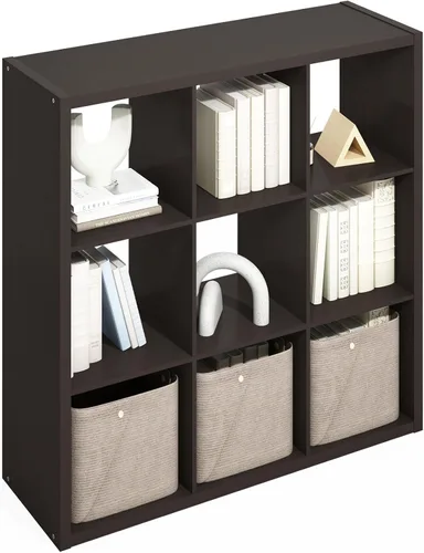 Miniatura 21 de Furinno Turn-N-Tube - Sistema de estante de 4 compartimentos, color nogal Columbia/negro/marrón oscuro Nuez Columbia/Negro/Marrón Oscuro