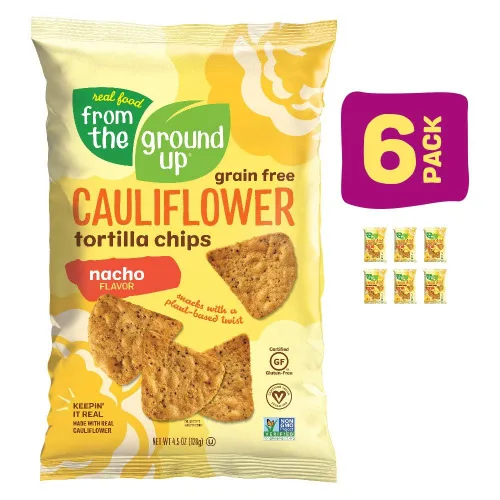 Miniatura 4 de REAL FOOD FROM THE GROUND UP Chips de tortilla de coliflor, 4.5 onzas (paquete de 6)