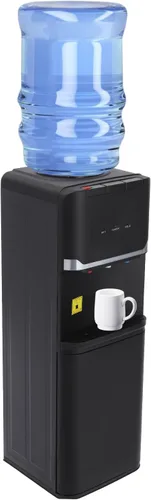 Dispensador de agua de carga superior, enfriador de agua para botellas de 5 galones, agua caliente/fría/caliente, 3 temperaturas con bloqueo de Negro