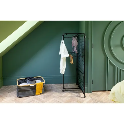 Miniatura 5 de Brabantia HangOn Tower - Tendedero de ropa con ruedas, 76 pies (75.5 ft) Negro mate Aireador alto de ropa interior de 3 niveles con estantes