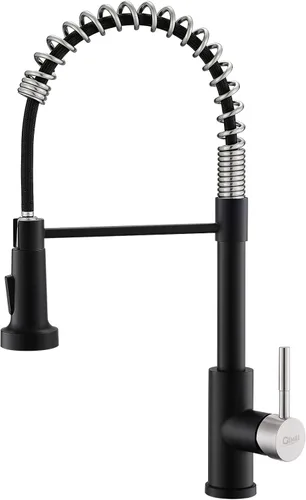 Miniatura 10 de GIMILI Grifo de cocina con pulverizador desplegable orificio único grifo de fregadero de acero inoxidable, adecuado para granjas, RV, lavandería