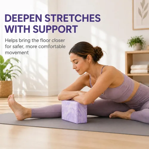 Miniatura 6 de Bloque de yoga – Bloque de ejercicio de espuma de alta densidad para yoga, pilates, estiramiento y meditación – antideslizante, ligero y duradero