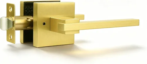Miniatura 9 de Orger Paquete de 1 manija de puerta de paso negra para pasillo y armario, juego de manijas sin bloqueo, roseta cuadrada sin llave, reversible