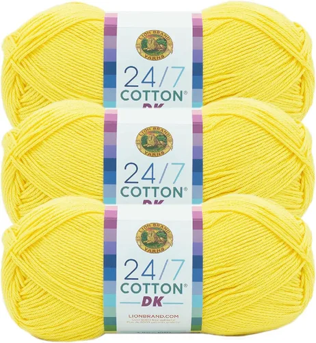 Miniatura 35 de Lion Brand Yarn Estampados DK de algodón 24/7, hilo para tejer, ganchillo y manualidades, azul, paquete de 1 Cotton Yarn for Knitting, Crochet