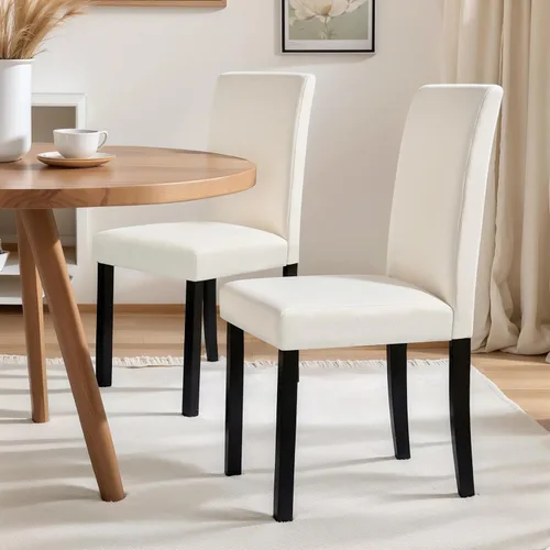 Miniatura 22 de CHUN YI Juego de 2 sillas de comedor tapizadas, sillas de comedor de tela con patas de madera maciza, sillas Parson modernas para cocina