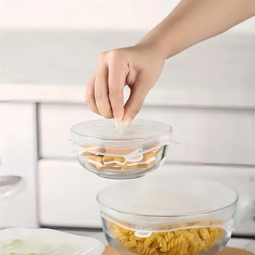 Miniatura 9 de Tapas elásticas reutilizables de silicona para almacenamiento de alimentos en el refrigerador, cubiertas redondas de silicona flexibles para tazones