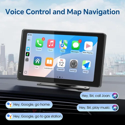 Miniatura 2 de Haudio Estéreo de coche con pantalla táctil HD de 7 pulgadas, CarPlay inalámbrico portátil y Android Auto, cámara de respaldo 1080P, GPS, control
