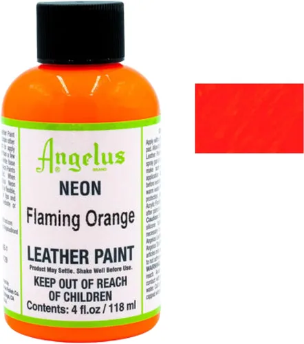 Miniatura 2 de Angelus Pintura para cuero neón, 4 onzas., Naranja Flaming