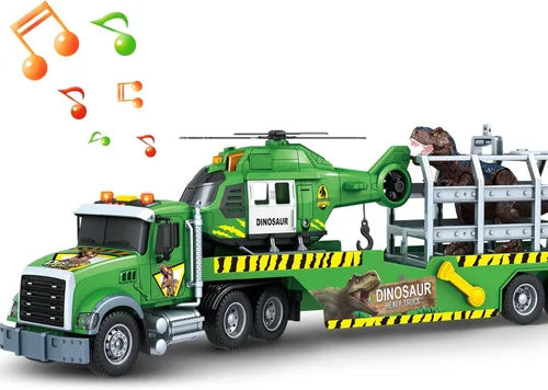 Miniatura 8 de SpringFlower Carrier Dino Truck Juguetes para Niños, Juguete de Camión Semi de 24" con Helicóptero y Juguete de Dinosaurio con Luces, Sonidos
