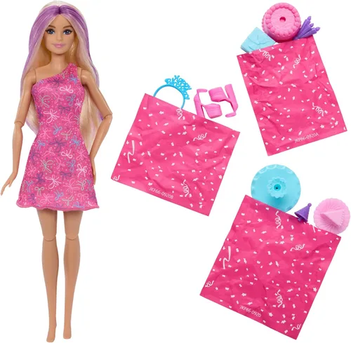 Miniatura 3 de Barbie Muñeca y accesorios Rise & Surprise, serie de cumpleaños para mascotas con 12 sorpresas, incluyendo diapositivas y actividades de cambio