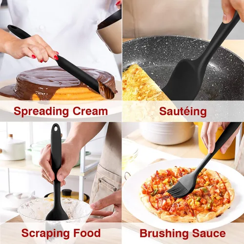 Miniatura 4 de P&P CHEF - Juego de 7 espátulas de silicona resistentes al calor, juego de utensilios de cocina para cocina antiadherente, mezcla de hornear, diseño
