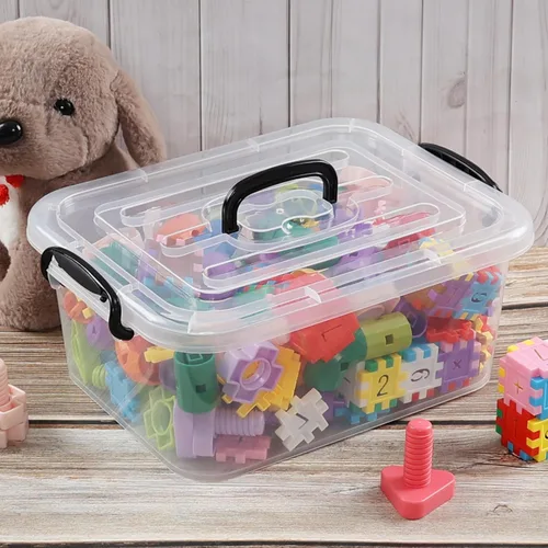 Miniatura 7 de Quickquick - Caja de plástico de 8 L con asa, contenedores de cierre de almacenamiento con asas, transparente, 2 paquetes