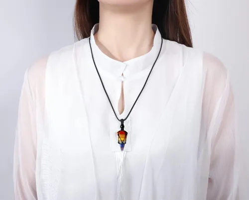 Miniatura 5 de XIANNVXI Collar con dije de piedra puntiaguda de cristal curativo, cuerda negra ajustable, piedra preciosa natural, joyería para hombres y mujeres