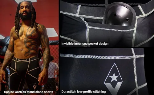 Miniatura 4 de Revgear Pantalón corto de compresión X13 y copa, gran protección para todas las artes marciales, diseño de bolsillo interior invisible para copa
