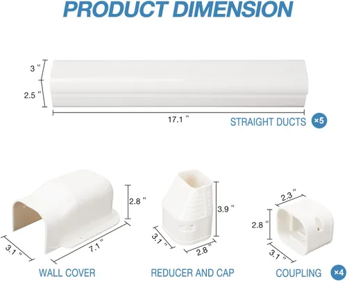 Miniatura 2 de Kit de cubierta de conjunto de líneas de 3" de ancho y 7.5 pies de largo para aires acondicionados mini split, cubierta de línea delgada de PVC