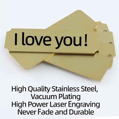 Miniatura 3 de Placa de nombre personalizada grabada, placa de nombre personalizada de acero inoxidable cepillado, placa de nombre personalizada de metal con Dorado