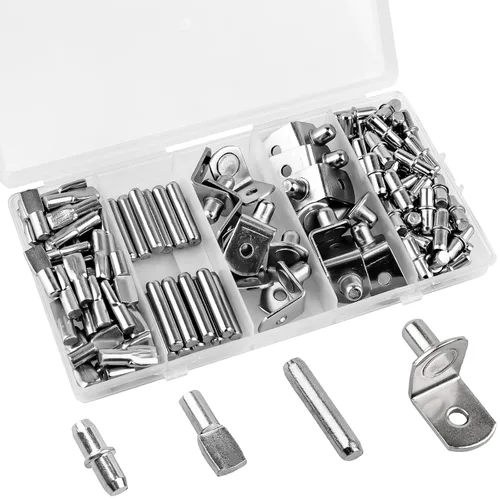Miniatura 8 de Juego de 104 piezas de clavijas para estante, clavijas de estante mejoradas de 4 estilos, clavijas de soporte de estante de 5 mm y 1/4 pulgadas