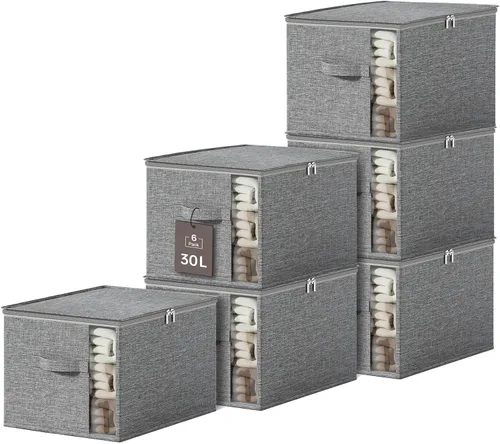 Miniatura 10 de Contenedores de almacenamiento de ropa con marcos resistentes, caja organizadora de ropa de tela plegable para mudanza, cubo de almacenamiento