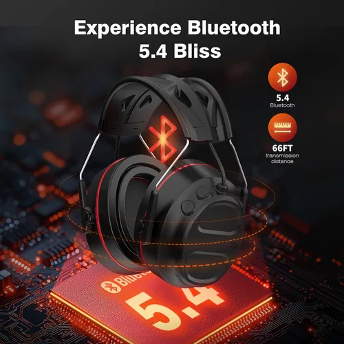 Miniatura 3 de Auriculares de gel de protección auditiva Bluetooth 5.4 con batería recargable de 1200 mAh, tiempo de trabajo de 120 horas, SNR de 30 dB, orejeras