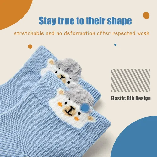 Miniatura 3 de Moon Tree Calcetines antideslizantes para bebés y niñas, calcetines de rodilla con puños para bebés, calcetines antideslizantes de algodón