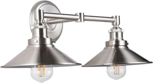 Miniatura 9 de Linea di Liara Andante - Lámpara de tocador de baño con 2 luces, industrial, dorada y negra mate, lámpara sobre espejo, luces de tocador de casa
