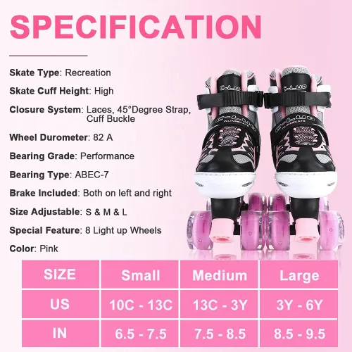 Miniatura 6 de Patines en línea ajustables para niñas y mujeres, todas las 8 ruedas de los patines de niña brillan, iluminación segura y divertida para niños