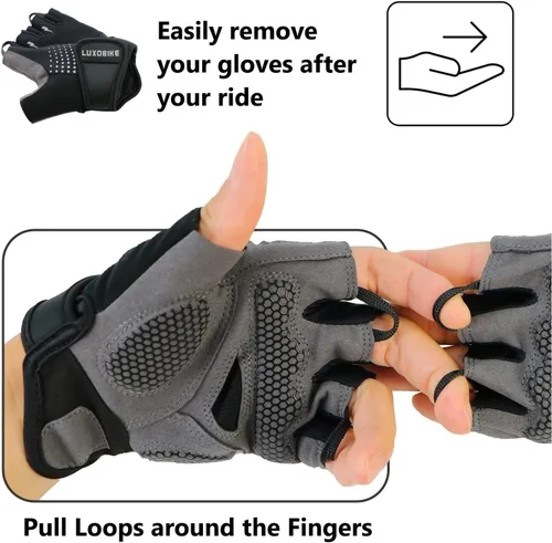 Miniatura 5 de LuxoBike Guantes de ciclismo para hombre almohadilla de gel de 0.197in Guantes de ciclismo especializados ultra transpirables Guantes de bicicleta