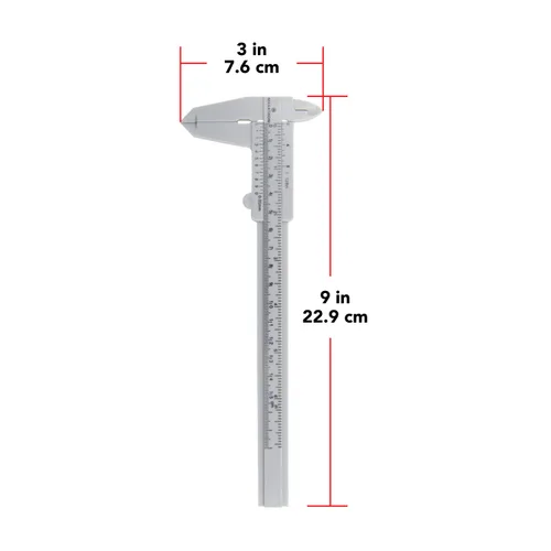 Miniatura 3 de Marathon Calibrador educativo, plástico ligero y duradero. Rango de escala de 0-6 pulgadas (5.906 in) (gris, unidad individual)