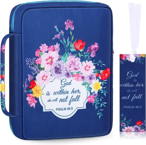 Miniatura 12 de Laumoi Funda para la Biblia para mujer, funda de Biblia floral de 10 pulgadas, bolsa protectora portátil para suministros de estudio bíblico, Varios