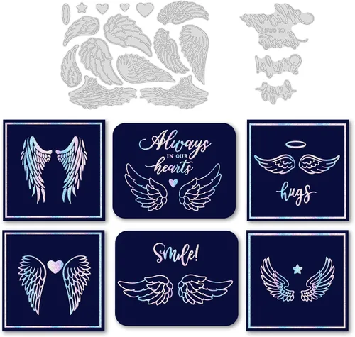 BENECREAT 18 unidades de placa de papel de aluminio caliente con alas de ángel, sonreír/abrazos, troqueles de metal de acero al carbono para hacer