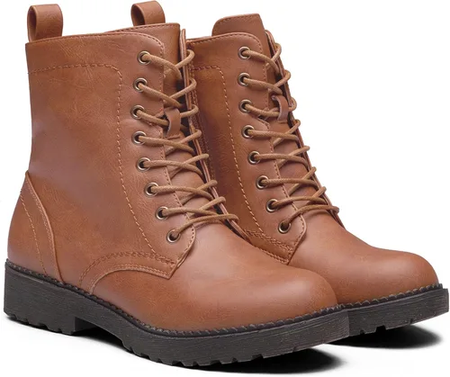 Miniatura 6 de Vepose Botines de combate 25 para mujer con cordones y cremallera interior de media pantorrilla para mujer