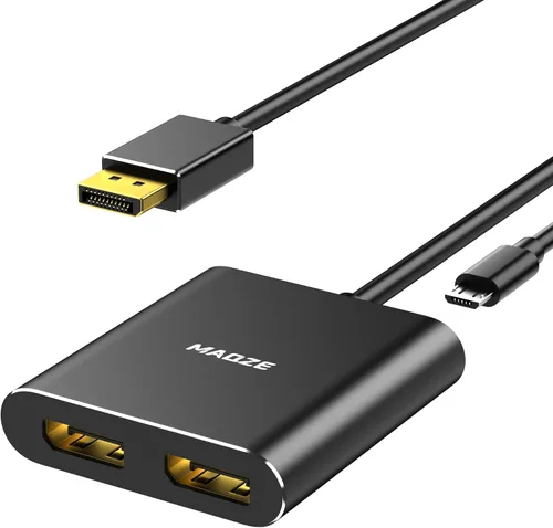 Divisor DisplayPort, Adaptador DisplayPort 4K a 60Hz DisplayPort a Dual DisplayPort, Puerto de Pantalla MST Hub para monitores duales, Divisor DP