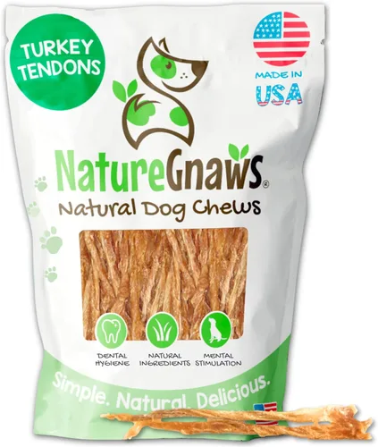 Nature Gnaws Tendones de pavo de Estados Unidos para perros (8 onzas) – Delicioso aperitivo de recompensa sin granos para razas pequeñas, medianas y