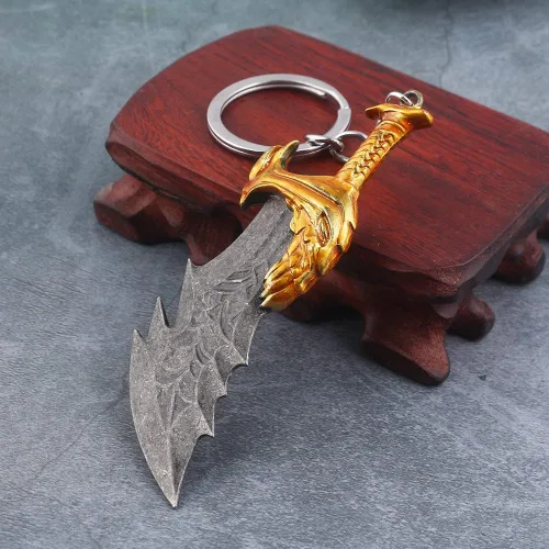 Miniatura 5 de SONGCHANGJEWELRY Game God of War Llaveros Kratos Blades of Chaos Cosplay Metal Llavero Cuchillas del Caos Regalos Hombres Adolescentes
